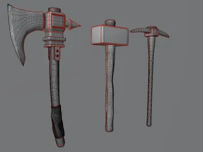 Survival Tool Kit - Hammer Axe and Pickaxe 3D model