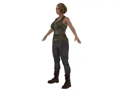 Realistic girl military dress model 3D model