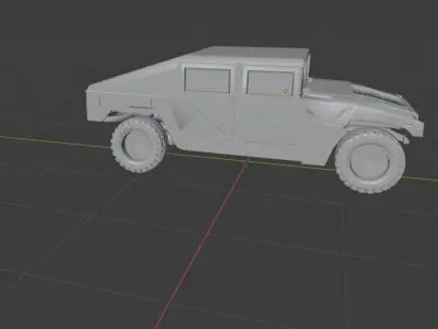 Humvee orange military vehicle Low-poly 3D model