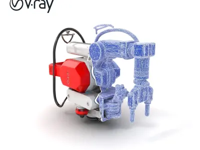Industrial Painting Robot Model Pack with Extendable Arms Low-poly 3D model
