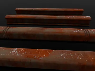 Rusted Beams 3D Model  Low-poly 3D model