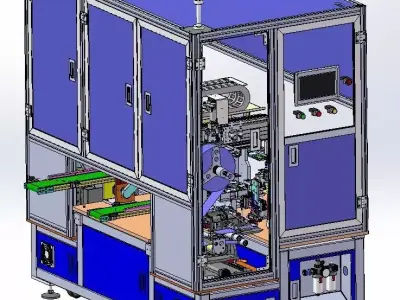 Automatic Dual-Head Flat Product Labelling Machine 3D CAD Model 3D model