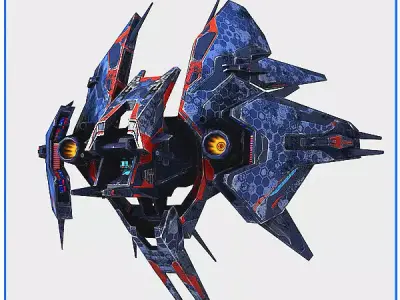 Low Poly Alien Fighter Low-poly 3D model
