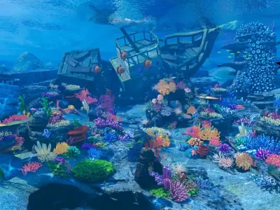 Cartoon Underwater Scene 3D model purchase