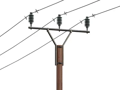 Wood Power line pole 3D model