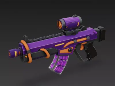 Cartoon Cyber Purple SMG 3D Model PBR Low-poly 3D model