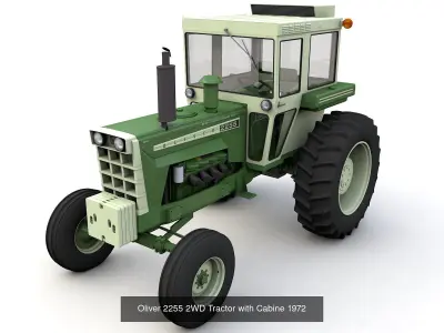Oliver 2255 2WD and 4WD Tractors with Cabine and Canopy 1972 3D Model Pack