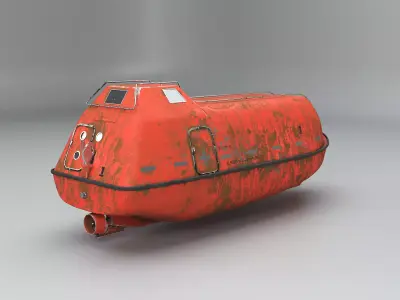 Old Aged Lifeboat Marine Rescue Vessel model Low-poly 3D model