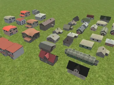 Pack of 43 Private Houses in Baltics Low-poly 3D model