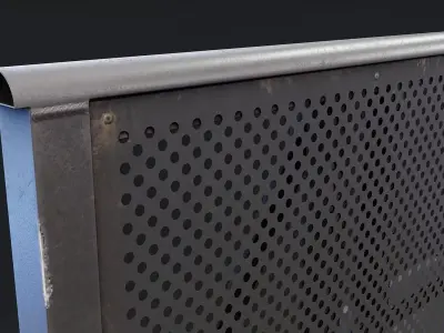Metal Crowd Control Barrier Low-poly 3D model