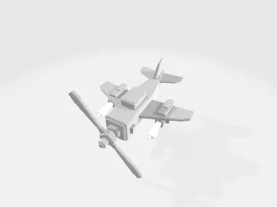 Box propeller plane  Low-poly 3D model