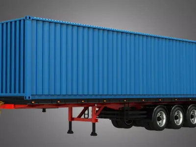 Tri-Axle Container Trailer 3D model