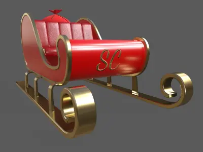 Santa Claus sleigh 3D model 3