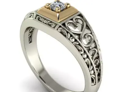 Vintage style ring 3D print model