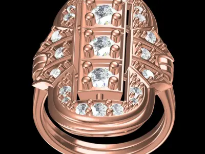 Antique Art Deco Engagement Ring 03 3D print model