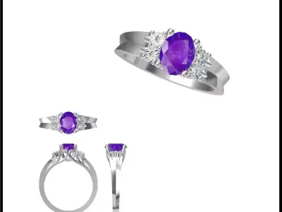 JCD Format Antique color stone rings cad jewellery design 3D print model