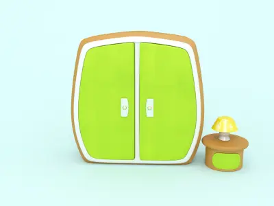 Cartoon Boy room - Low-poly 3D model Low-poly 3D model