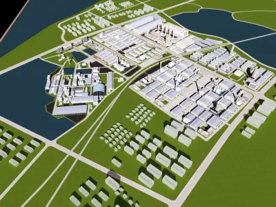 of Park Industrial View Birds-eye 3D model purchase