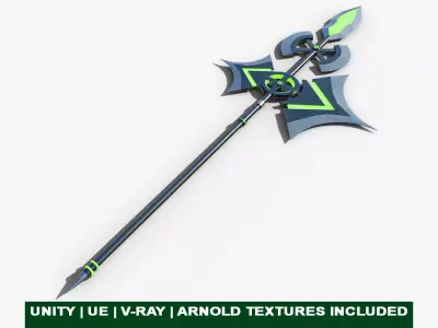 Fantasy Spear 01 Glow Weapon with PBR Unity UE Textures Low-poly 3D model