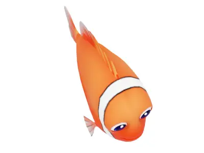 Tomato Clown Fish Cartoon  Animated Low-poly 3D model