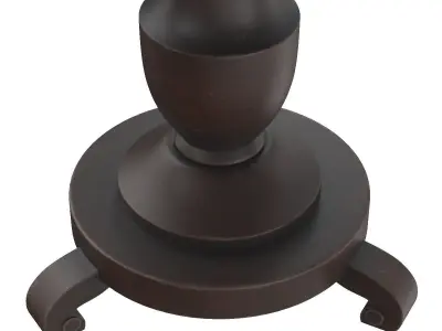 Antique Italian Walnut Wood Round Table 3D model