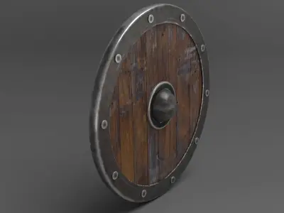 Medieval rounded shield Low-poly 3D model