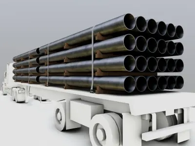 CARGO MODELS FOR TRUCK TRAILER-Pipes Type-2 3D model