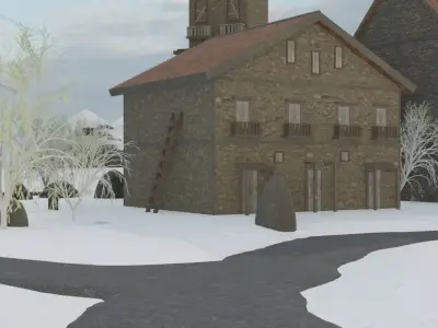 Snowy Mountain Village 3D model order