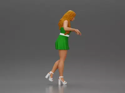 Elegant woman standing on a balcony gazing into the distance 3D print model