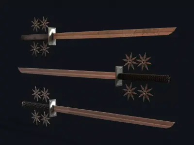 Ninja Weapon Set Low-poly 3D model purchase