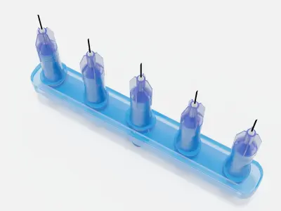 Multi Injector 5 Needles Straight Blue 3D model