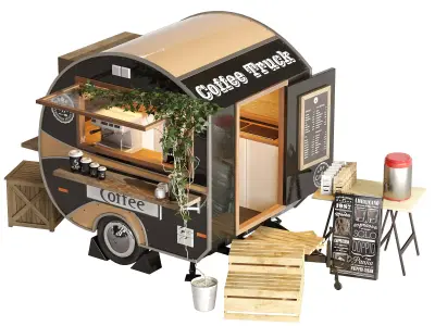 Realistic model of Foodtruck trailer set 6 3D model