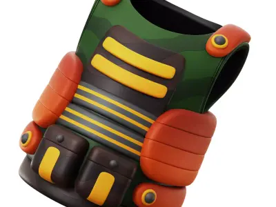 3D Army Bulletproof Vest Low-poly 3D model