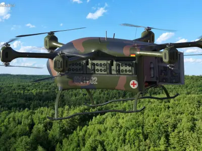 Tactical Medical Transport Quadcopter and Stretcher  purchase 3D model