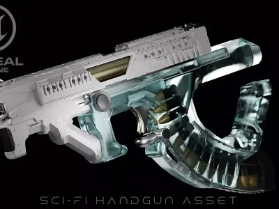 Tariro X-000 Sci-Fi Handgun Game Asset 3D model