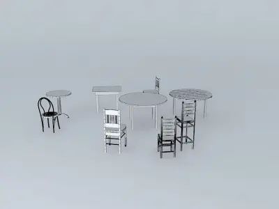 cafe chairs and tables Free 3D model