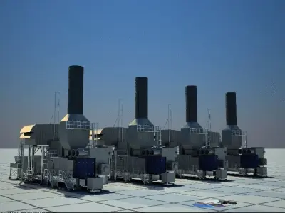 GasTurbine group of steam turbines Free 3D model