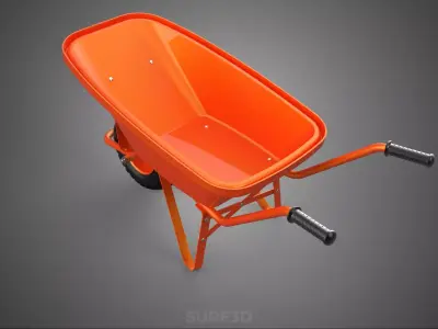 ORANGE CONSTRUCTION WHEELBARROW CART TROLLEY DOLLY BUILDING SITE 3D model