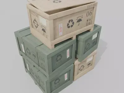 Regular Wooden Crate - Customizable Shipping Box Low-poly 3D model