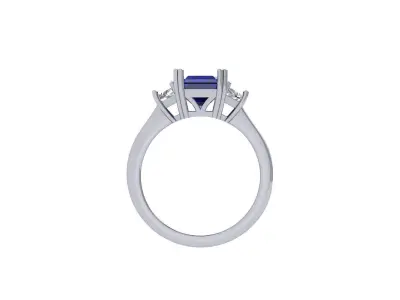 Emerald 3 Stone Art Deco Ring 3D print model shop