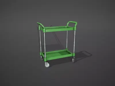 Green Service Cart Low-poly 3D model