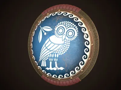 Hoplite Shield Athens  Low-poly 3D model