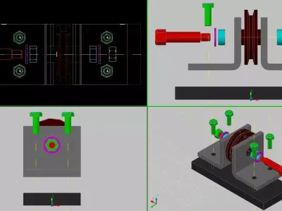 Pulley machine tool with different parts Free 3D model