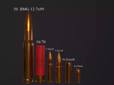 Small pack of common bullets  Low-poly 3D model