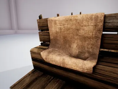 Medieval Cart Low-poly 3D model 7