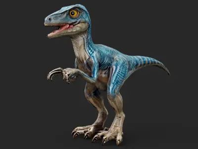 Velociraptor cartoon Low-poly 3D model