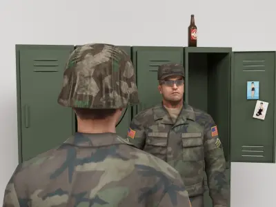 Military Barracks - Scene 2 Low-poly 3D model