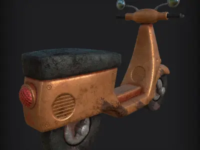 Game Ready Motorcycle Low-poly 3D model old rusty scooter Low-poly 3D model
