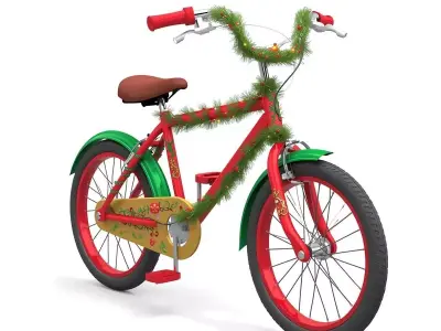 Stylized Christmas Bicycle 3D Model Low-poly 3D model
