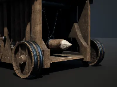 Medieval Siege Weapon - Heavy Battering ram Low-poly 3D model